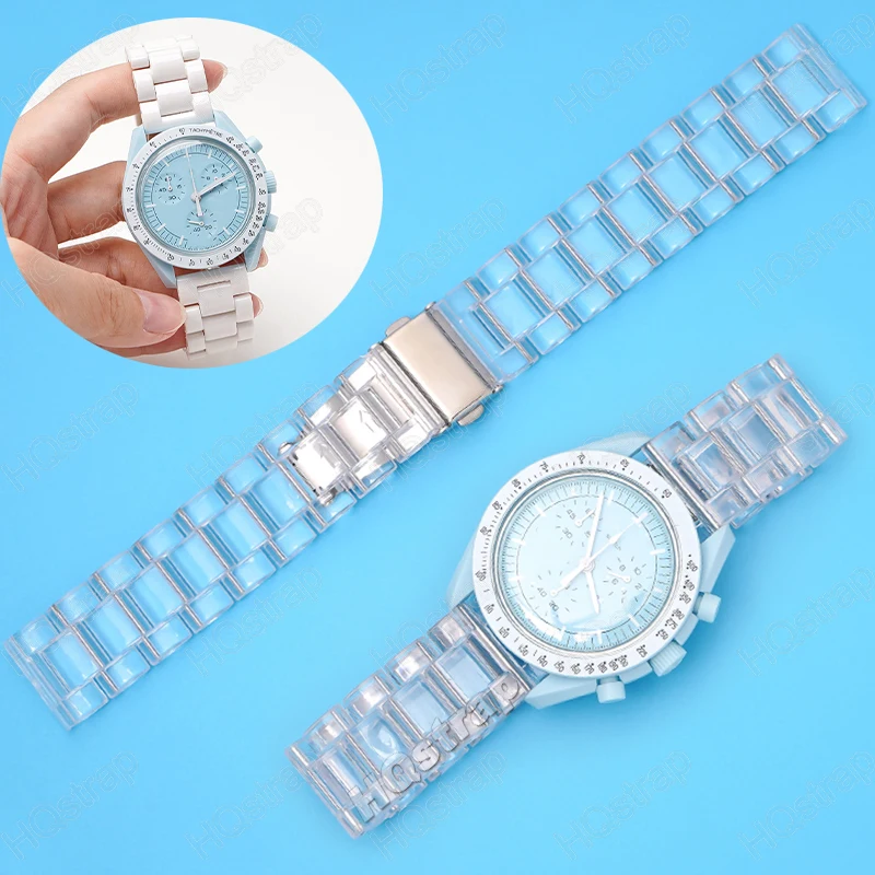 Transparent Watch Strap Quick Release Watch Band 20mm 22mm for Swatch Bracelet for Omega Plastic Wristband Watches Accessories