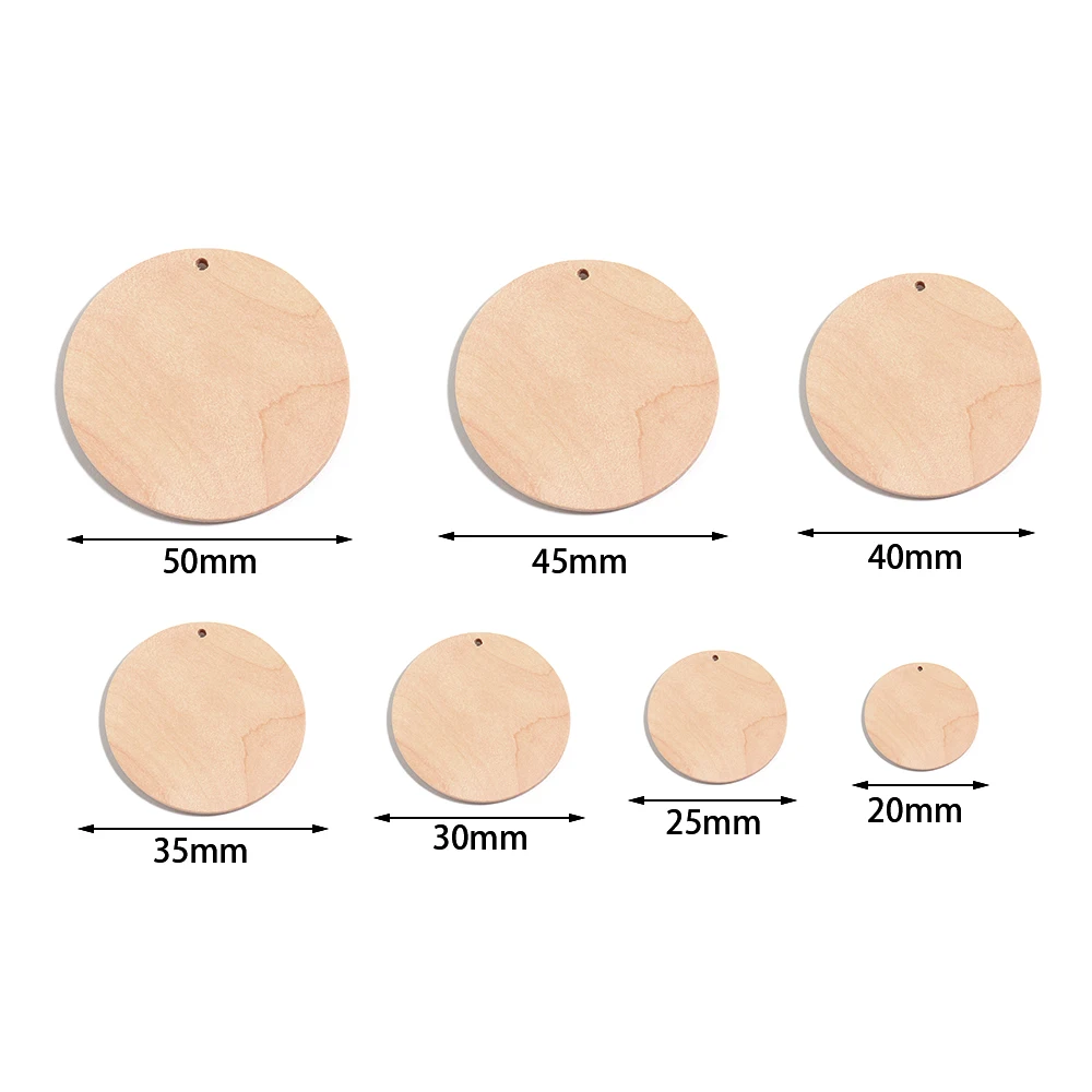 10-20Pcs/Lot Natural Round Wood Slices Wooden Blank Disc Round Pendent Base Round Unfinished Wooden Discs For DIY Jewelry Making