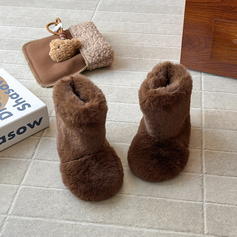 

2025 Children Casual Cotton Shoes for Girls Winter New Fashion Korean Style Soft Bottom Anti-slippery Versatile Sweet Snow Boots