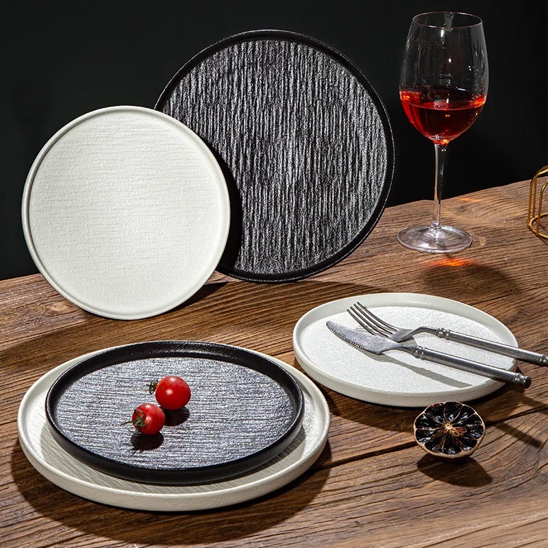 Simple household disc ceramic tableware western food plate advanced dish  steak plate quicksand pizza plate pasta