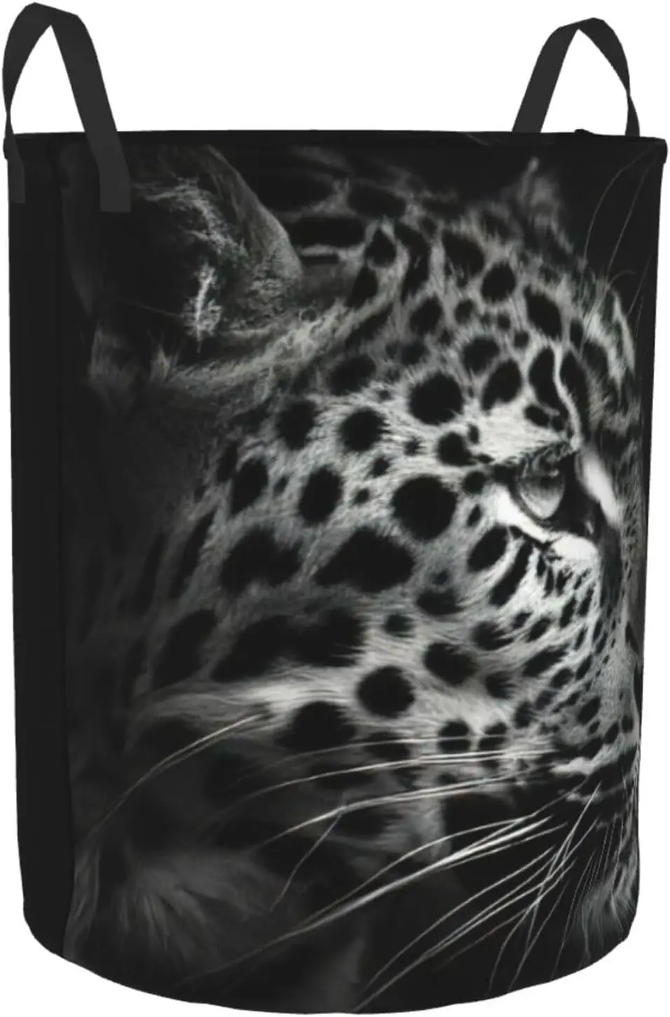 Leopard Print Circular Hamper Laundry Basket,Dirty Clothes Hamper For Kids Room Bedroom Bathroom