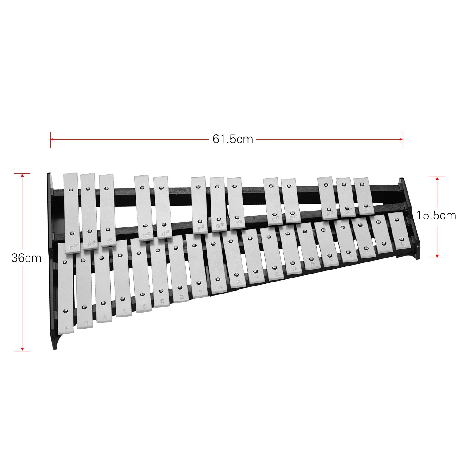 32 Noten Xylofoon Educatief klokkenspel Houten basis Massieve aluminium staven met hamers Percussie Muziekinstrument