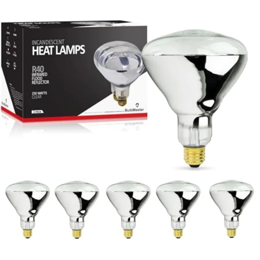 50 Watt Heat lamp Bulb for Bathroom R40 Incandescent Shower Heat Lamp Clear Infrared Bath Light 50R40 Chicken Light Bulb E Base