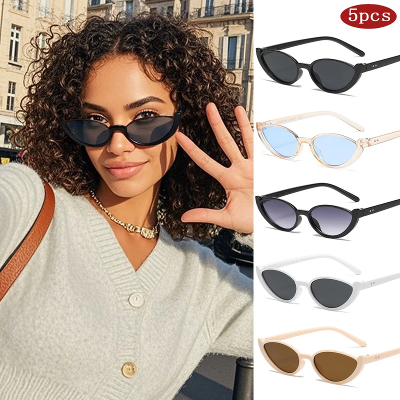 Auto Sonnenbrille 1/5 stücke Mode Cat Eye Sonnenbrille Frauen Kleine Oval Halb Rahmen Design Gläser Outdoor Marke UV400 dame Brillen