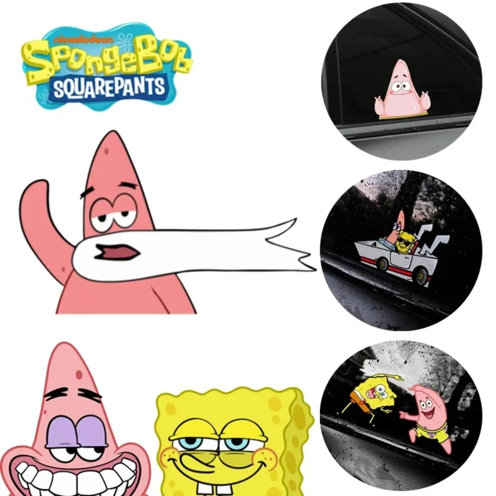 SpongeBob Waterproof Stickers Cute Car Scratch Cover Sticker Anime Funny Stickers Car Window Decoration Stickers Accessories