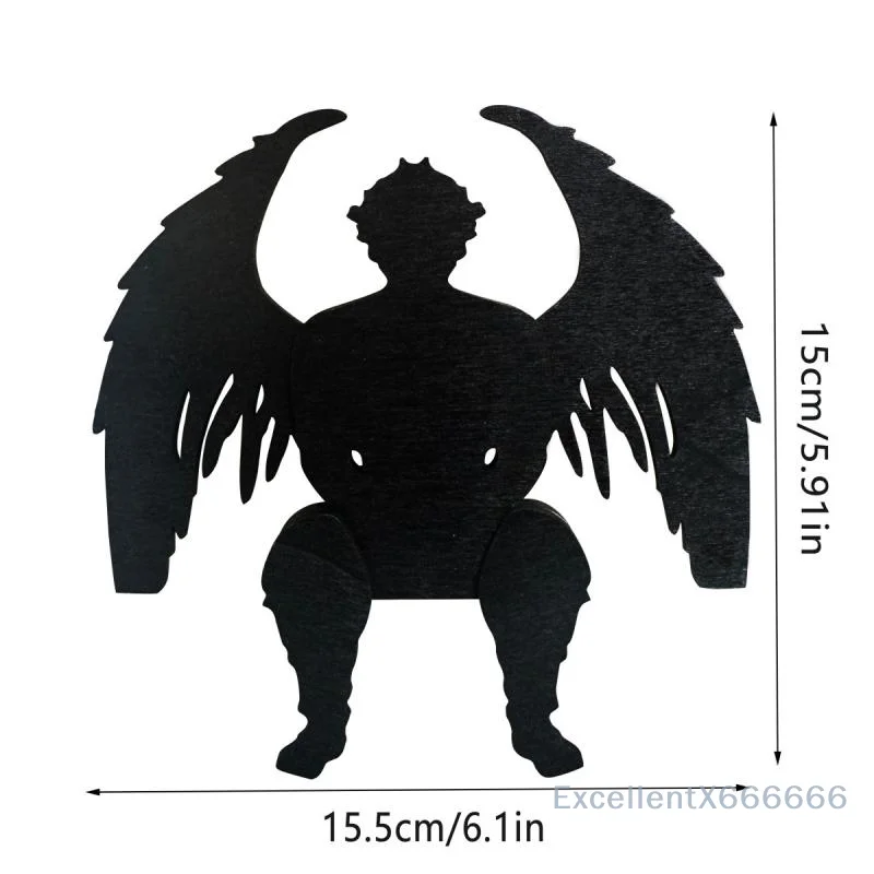 สีดําSilhouette Angelรูปปั้นไม้ตกแต่งสํานักงานBookendชั้นวางDecorเหมาะสําหรับบ้านและพื้นที่ทํางาน