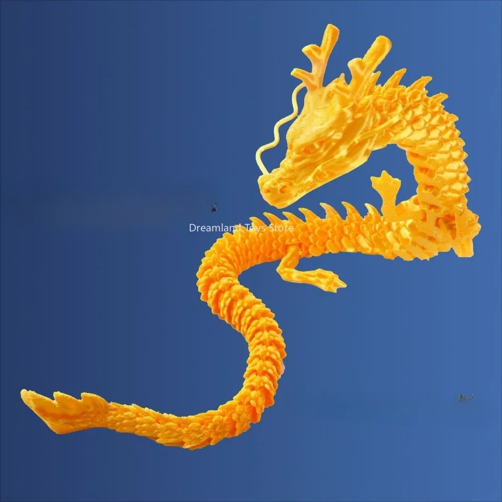 3D Printed Luminous Chinese Loong Flexible Articulated Dragon Crafts Ornaments Home Desktop Decoration Figurines Statue Gifts