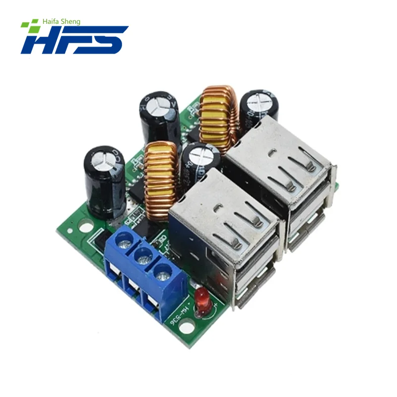 4-USB Port Step-down Power Supply Converter Board Module DC 12V 24V 40V to 5V 5A For MP3/MP4 Phone Car Equipment