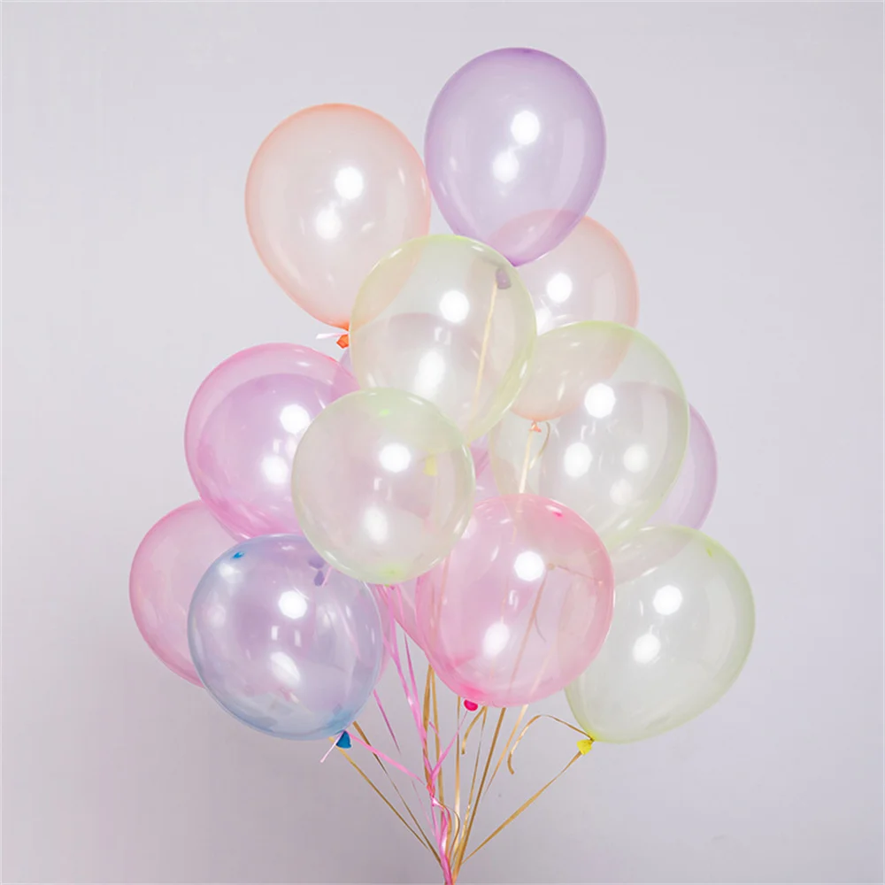 20Pcs 10inch Crystal Bubble Balloons Pastel Colorful Transparent Latex Balloons Birthday Party Decor Wedding Helium Globals