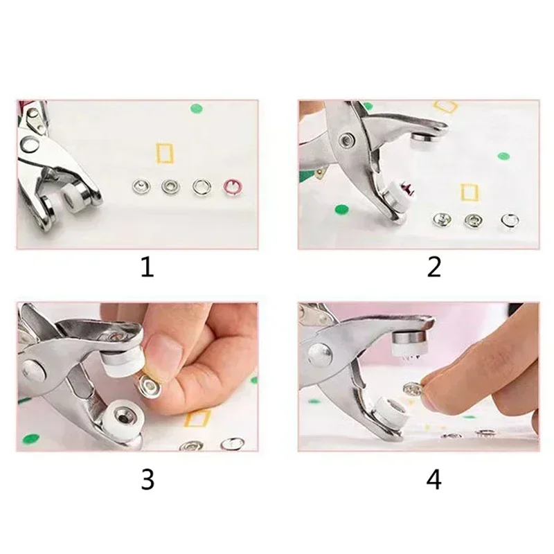 50Sets 9.5MM Five Jaw Buckle Pliers Set Tool DIY Craft Sewing Hollow Solid Metal Snap Buttons Clothes Installation Accessories