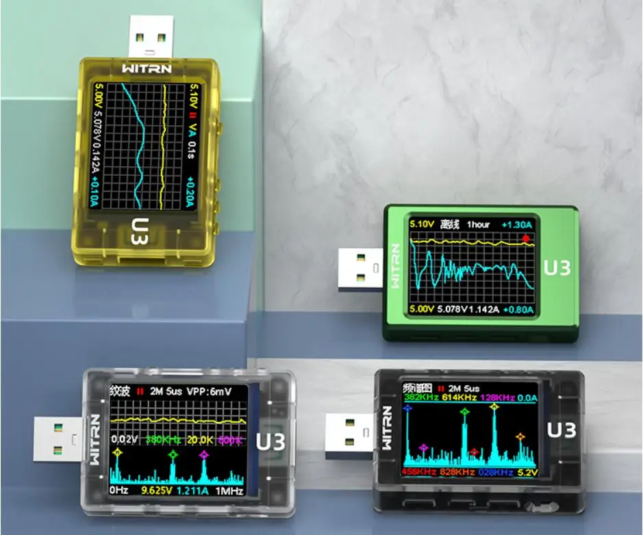 WITRN U3 current and voltmeter USB QC5PD detects PPS fast charging protocol ripple spectrum