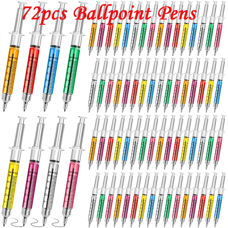 72pcs Novelty Liquid Syringe Black Blue Ink Ball Pens Ballpoint Pen Wholesale