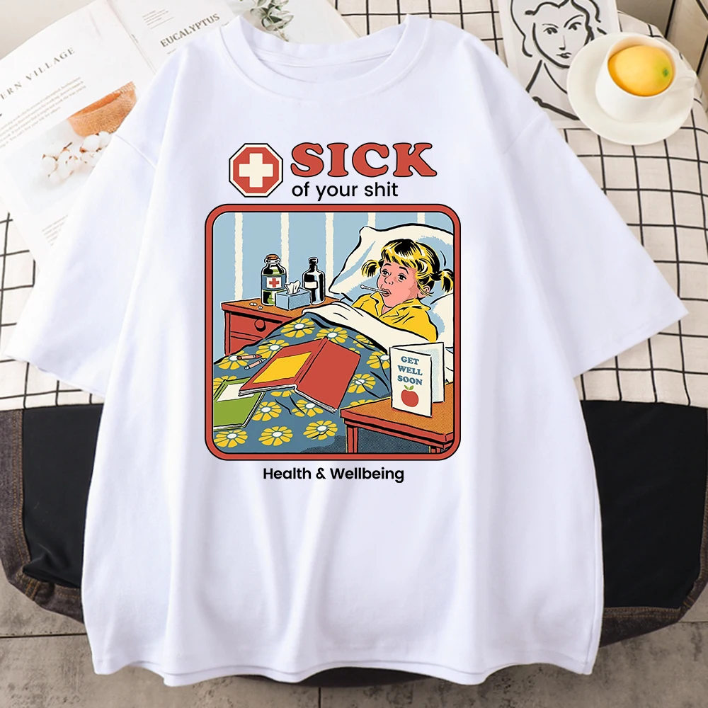 Horror Comic Series Sick Of Yourshit Health Wellbeing Men Clothes Soft Summer Cotton T-Shirts Street T Shirts Street Loose Top