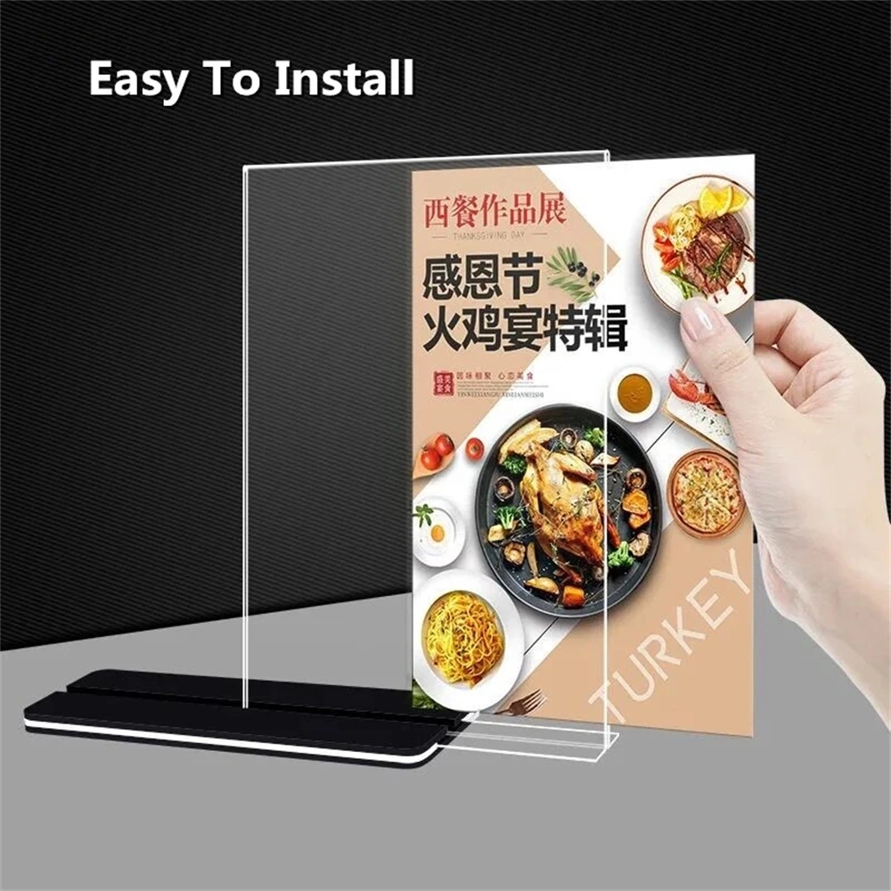 A5 Acrylic Table Menu Sign Holder Stand Paper Photo Display Frame Advertising Board For Restaurant Hotel