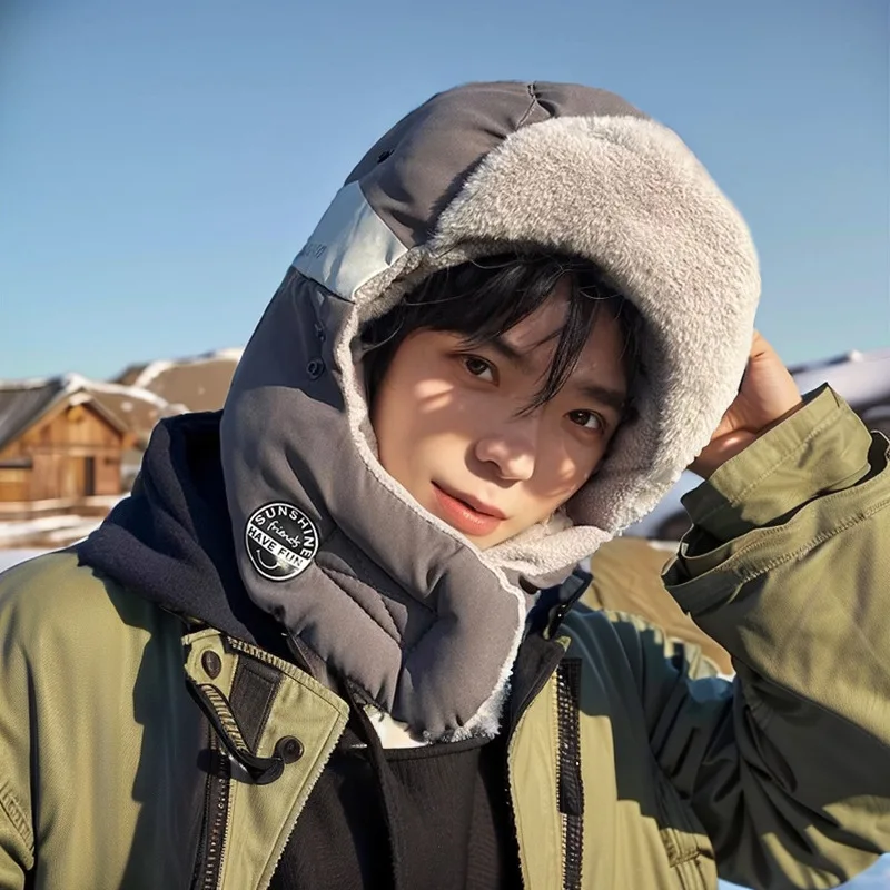 قبعة تزلج للرجال مع حماية للأذن، قبعة صياد مقاومة للرياح في الهواء الطلق، قبعة ركوب الخيل من القطن الدافئ للشتاء والطقس البارد