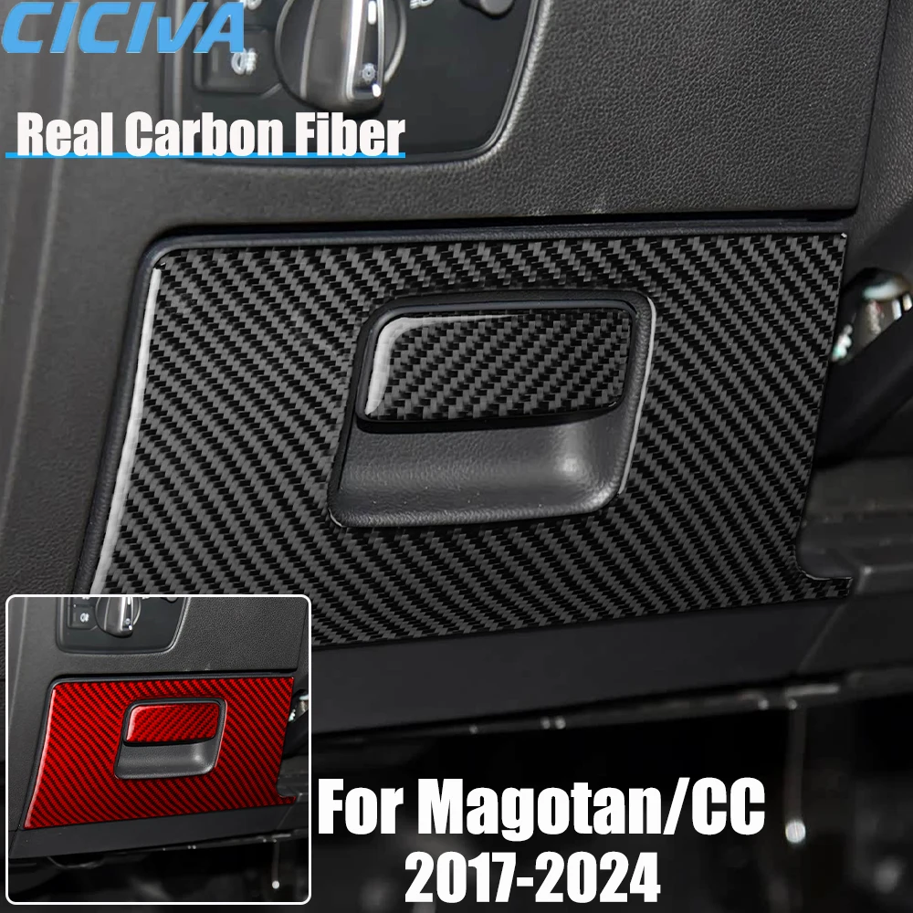 

Real Carbon Fiber Car Accessories Driver Storage Trim Cover Soft Sticker For Volkswagen Magotan/CC 2017 2018 19 20 21 22 23 24