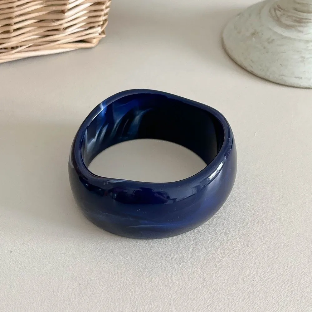 Vintage Smudged Irregular Resin Bracelet Thickened Geometric Wide Chunky Bangle Exaggerated Marbling Cuff Bracelet Gifts