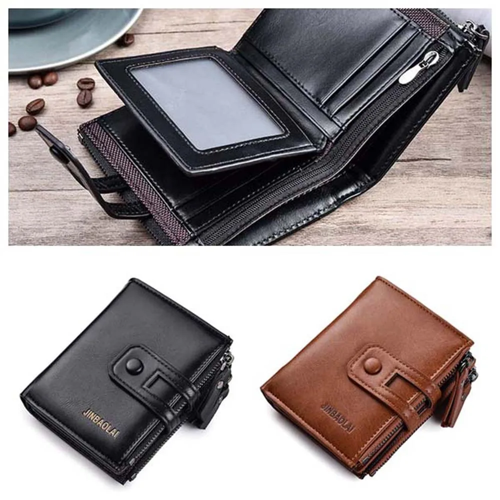 Black Brown Men Leather Wallet Credit Card Bag Cash Clip Men Coin Purse ID Card Cover Multi-slot Business Card Holder Travel