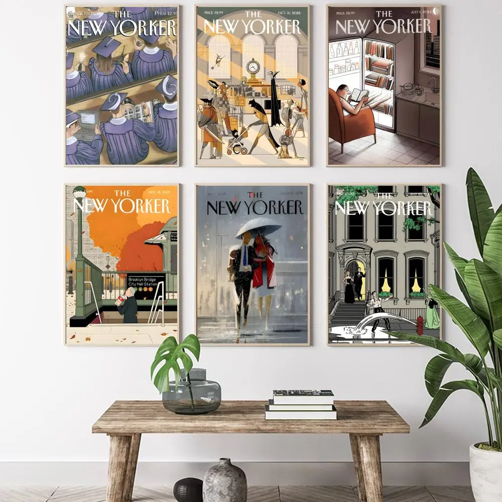 The-New-Yorker مجلة اللوحة الخط HD قماش المشارك غرفة المعيشة غرفة نوم بار الديكور الجمالي