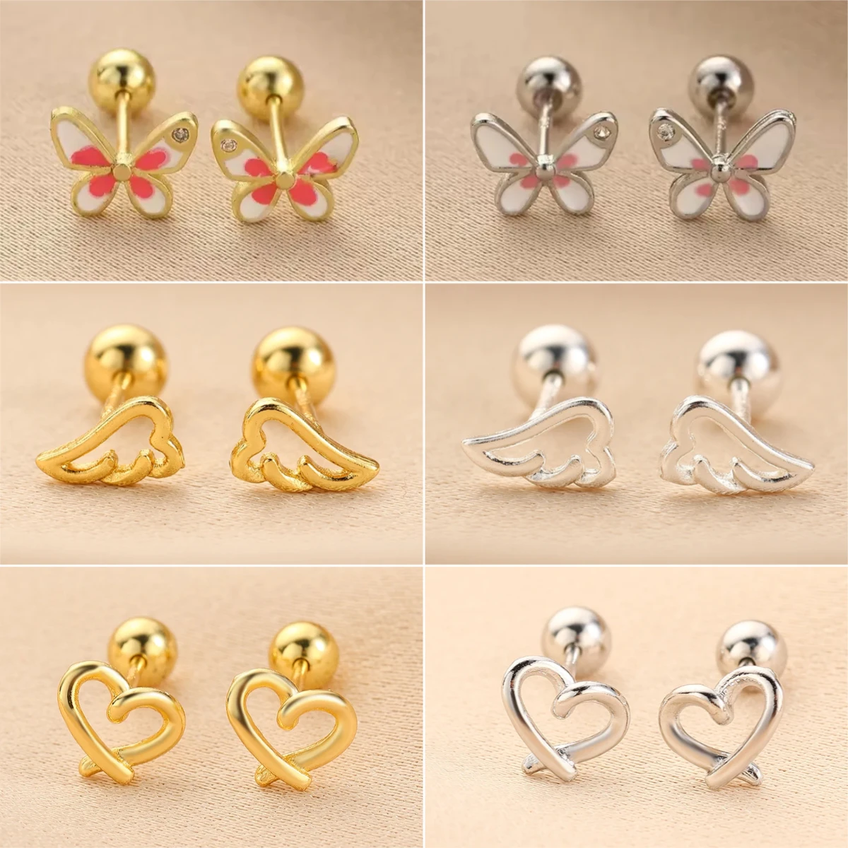 Winzige Minimalistische Gold- und Silberfarbene Stern-Mond-Ohrstecker für Frauen Studentinnen Koreanische Mode Hypoallergener Schmuck Geschenk 2024