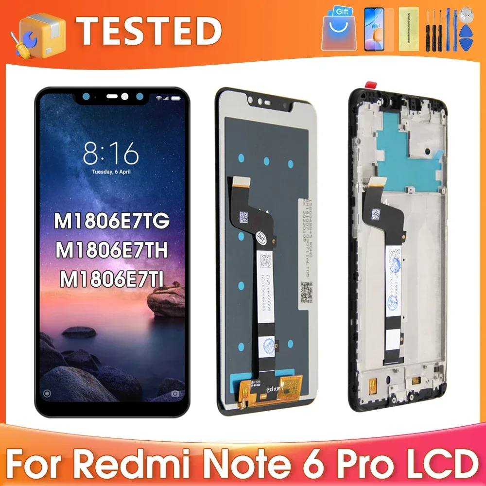 6.26\'\'For Xiaomi Redmi Note 6 Pro For Redmi Note 6 M1806E7TG LCD Display Touch Screen Digitizer Assembly Replacement