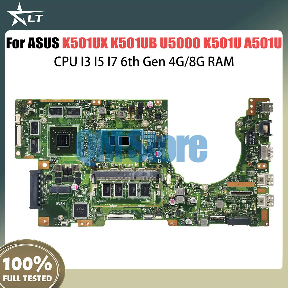 

K501UX Notebook Mainboard For ASUS K501UB K501UQ A501U U5000 K501UXM Laptop Motherboard CPU I3 I5 I7 6th Gen 4G 8G RAM DDR3