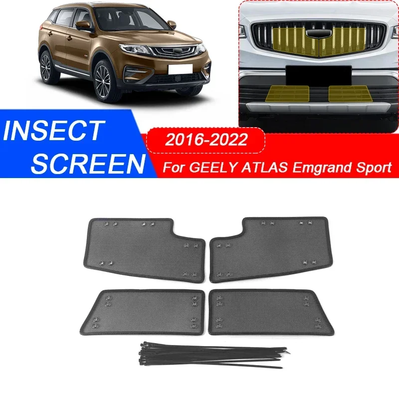 4pcs For GEELY ATLAS EMGRAND X7 SPORT 2016-2022 Car Insect-proof Air Inlet Protection Cover Insert Vent Racing Grill Filter Net