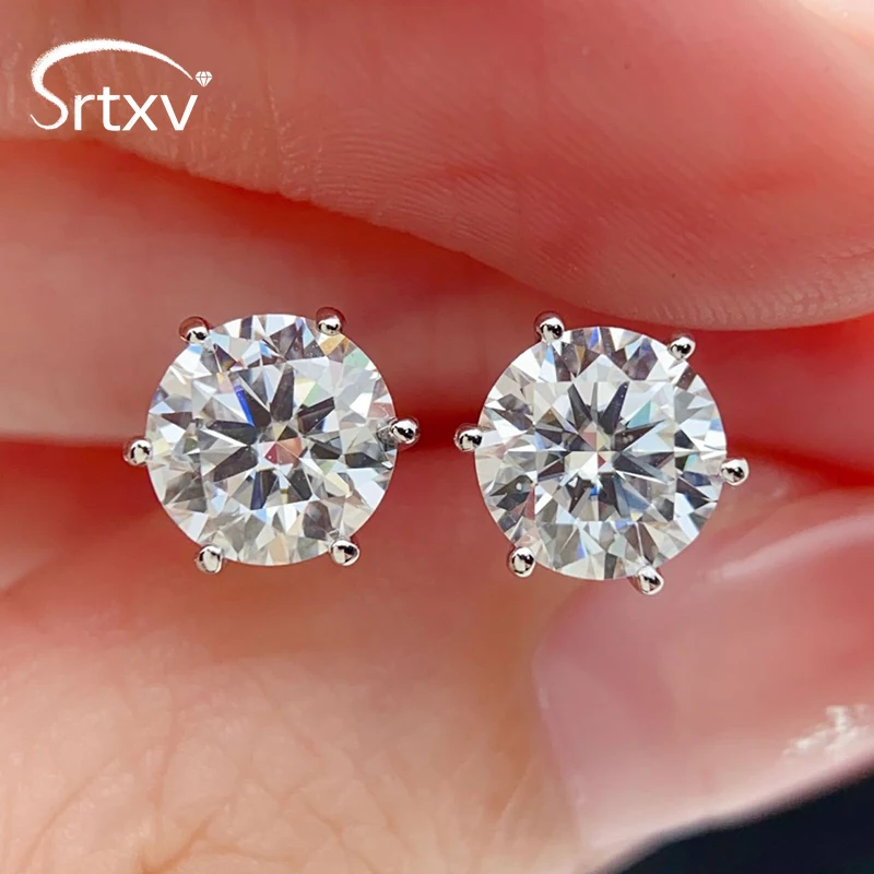 0.3-3CT GRA Certified Moissanite Stud Earrings for Women S925 Sterling Silver Sparkling 6 Claw Wedding Diamond Ear Stud Jewelry