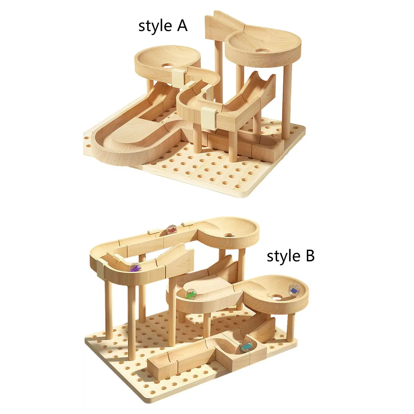 Wooden Track Marble Toy 3D Wooden Puzzle Brain Teaser Castle Track Marble Run