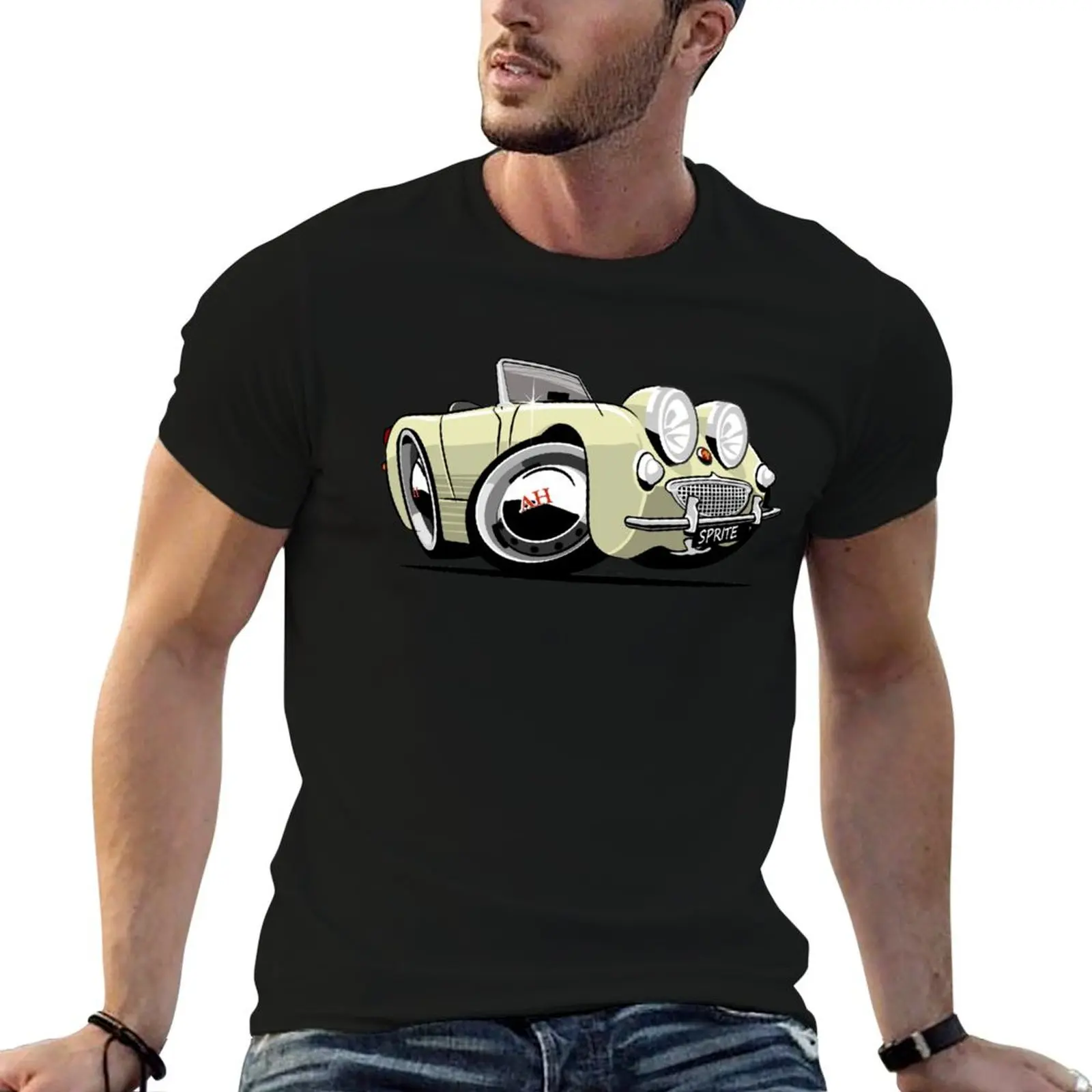 

Austin Healey Sprite caricature old English white T-Shirt t shirt men 100% cotton luxury brand t shirts designer T-Shirt