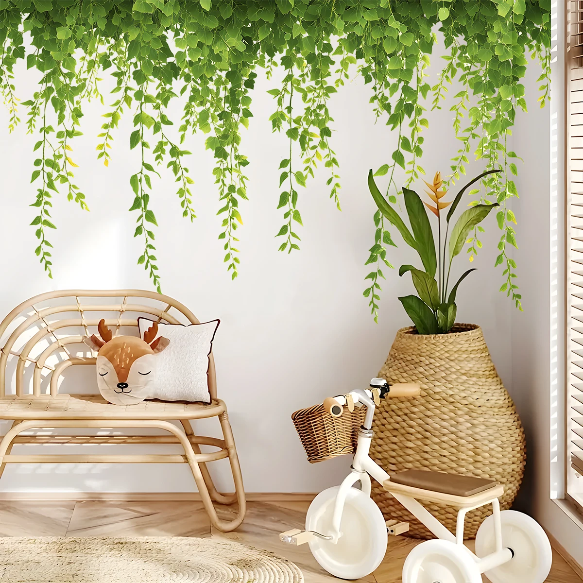 2PCS New simulation green vine plant vine strip living room entrance bedroom wall decoration sticker self-adhesive sticker