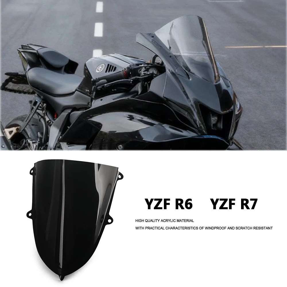 

Motorcycle Windshield Fit For Yamaha YZF-R7 YZF7 2021-2025 YZF-R6 YZFR6 2017-2024 Racing Windscreen Fairing Accessories