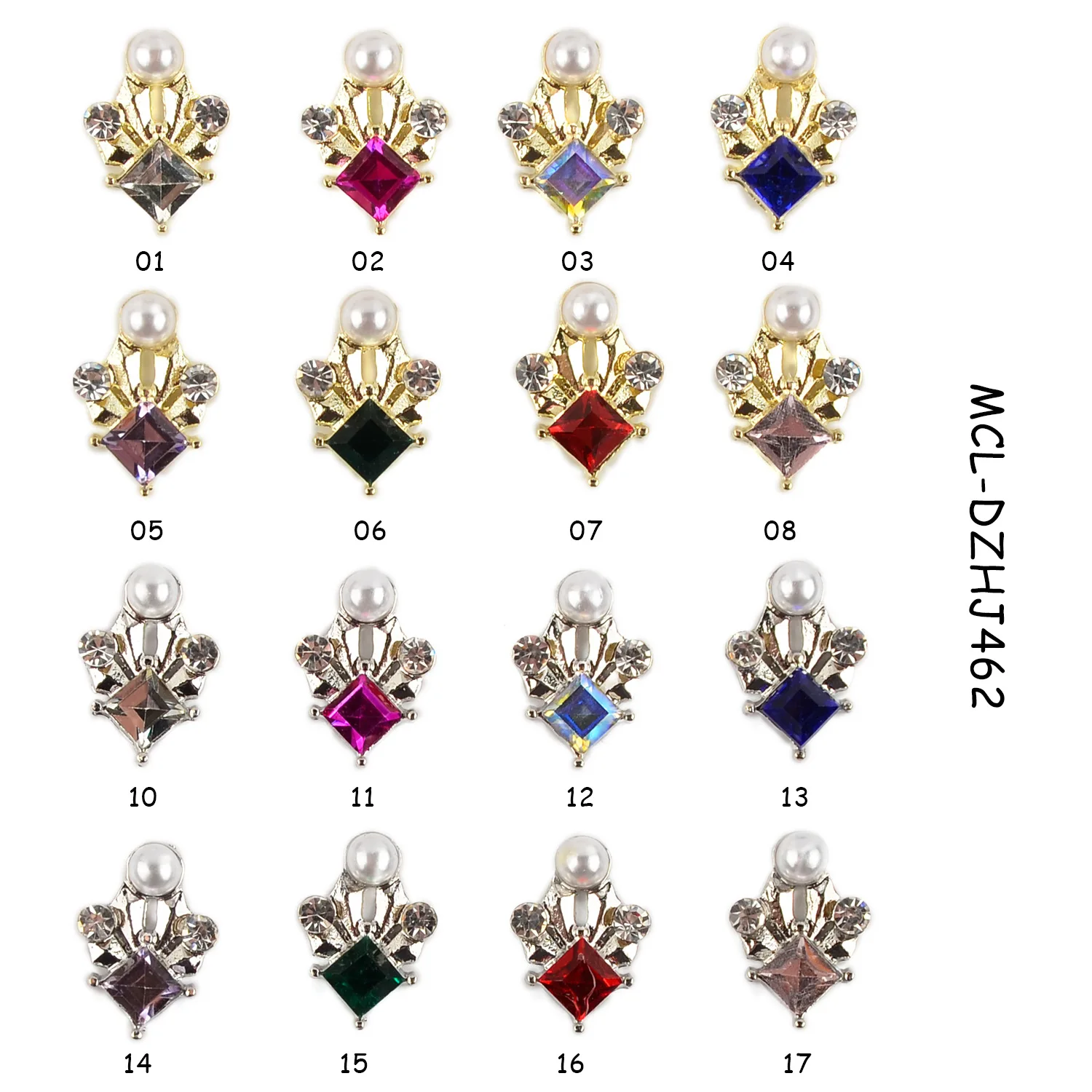 20PCS Rhinestone Nail Art Decorations Pearl Alloy Nail Art Charms 3D Gems Fairy Love Heart Crystal Nail Art Accessories