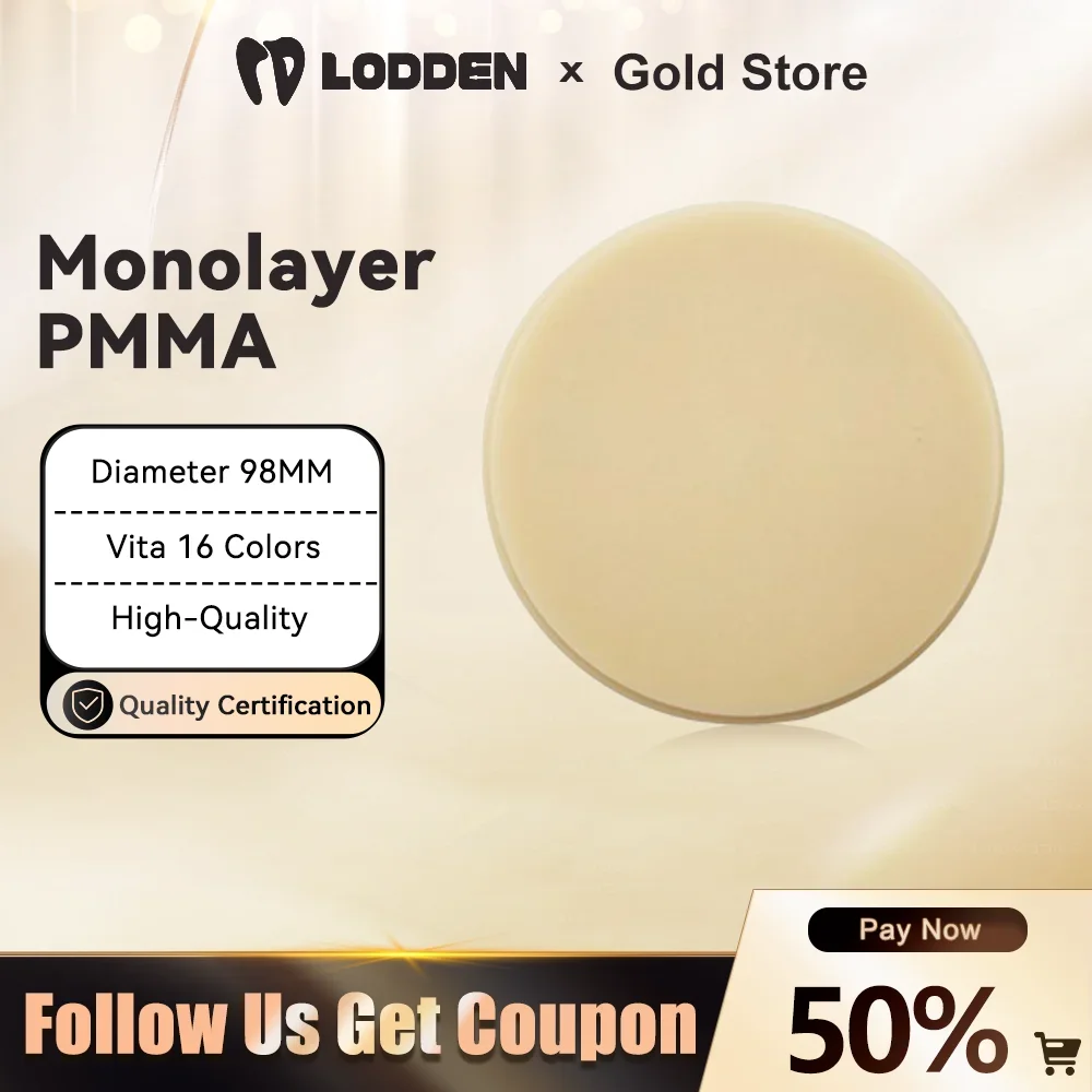 

Lodden Dental PMMA Monolayer 98MM For Dental Lab Material Preshade Monochrome Resin Disc CAM/CAD VITA 16 Color Dentist Materials