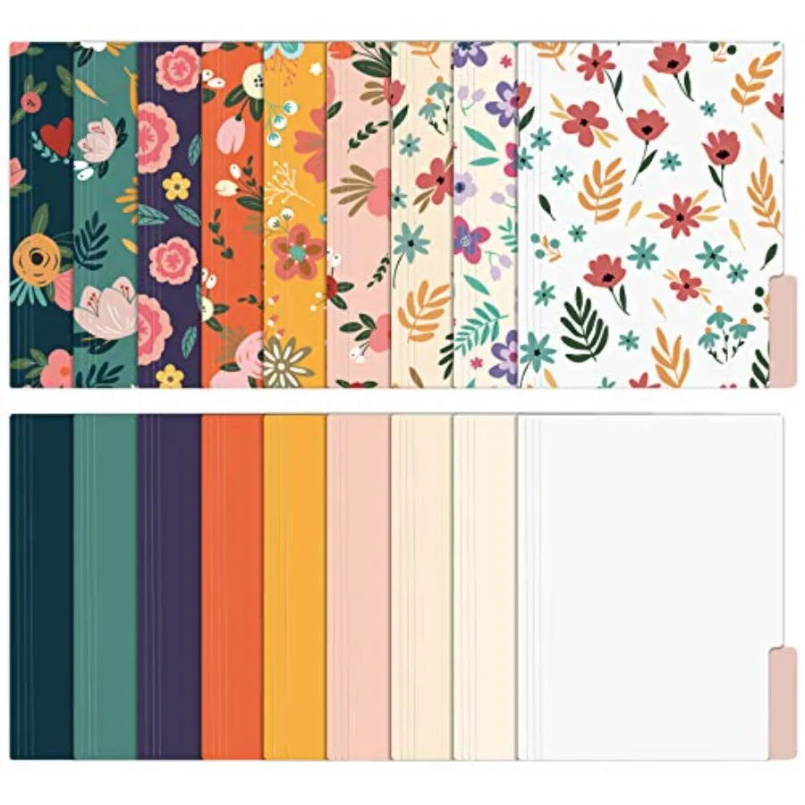 

18 Pack Decorative File Folders Floral Folders Cute File Folder, Letter Size Colored File Folders, 1/3-Cut Tabs, 9.6 x 11.6 Inc