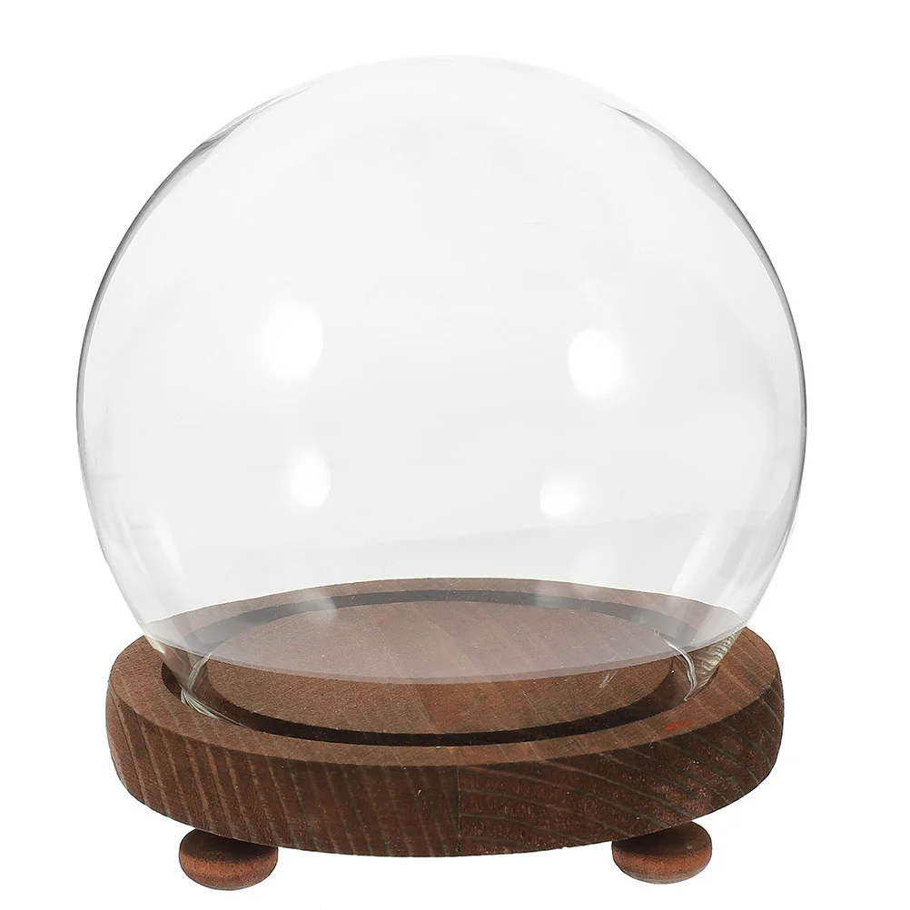 

Glass Cover Dome Halloween Display Case Decorative Globe Stand Wood Keepsake Base Domes for Crafts Container