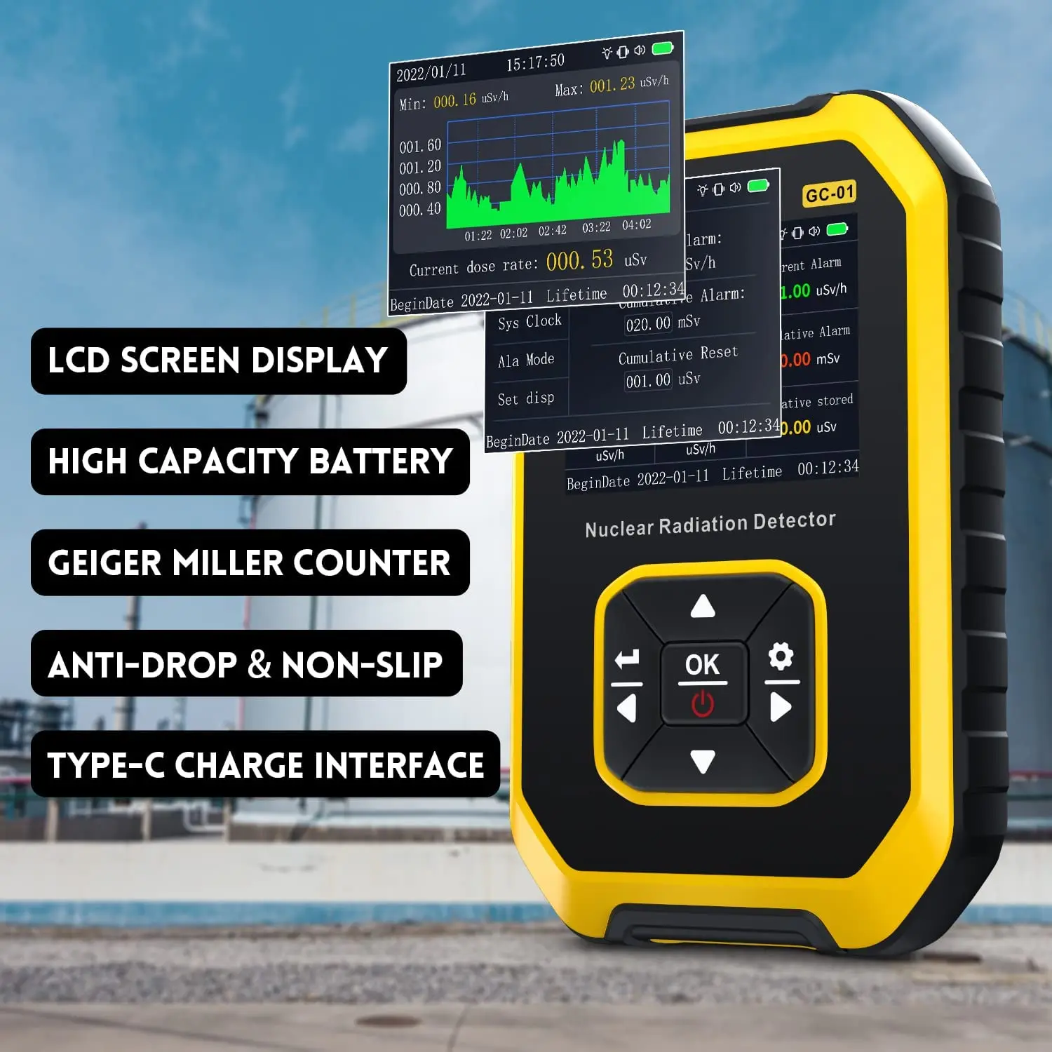 FNIRSI Geiger Counter Nuclear Radiation Detector Radiation Dosimeter LCD Display Portable Handheld Beta Gamma X-ray Radiation