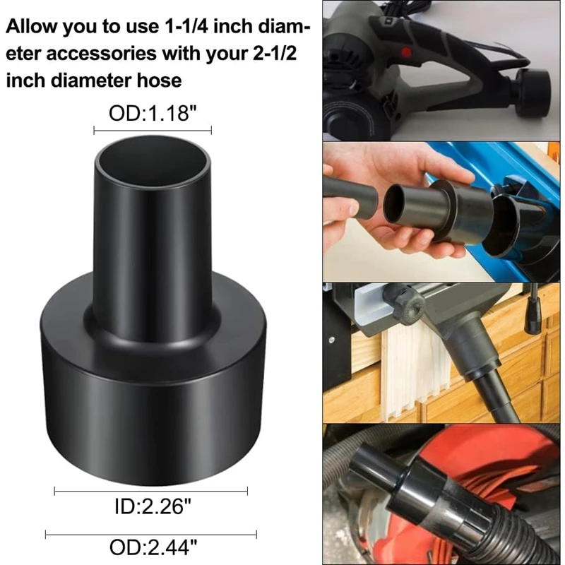 Household Vacuum Cleaner Attachments Replacement 2 1/2 Inch To 1 1/4 Inch Vacuum Hose Adapter, Flexible Crevice Tool