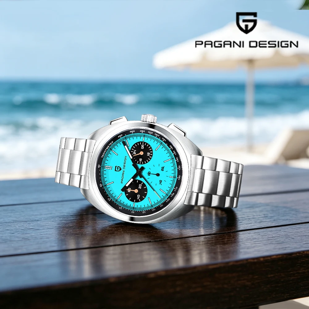Montres à quartz pour hommes Pagani Design 2026, chronographe, étanches, saphir VK63, acier, élégantes, style décontracté.