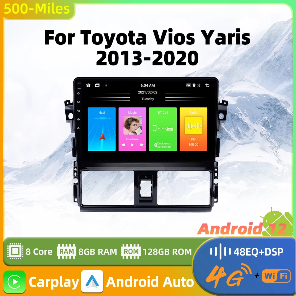 

2 Din Android Car Radio Stereo for Toyota Vios Yaris 2013 - 2020 GPS Navigation Head Unit Car Multimedia Player Autoradio WIFI