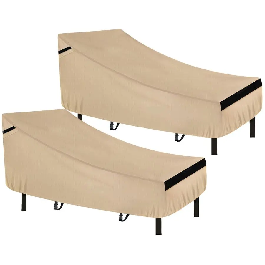 

Chaise Lounge Cover 2 Pack 420D Lounge Chair Covers Waterproof Outdoor with Air Vents and Adjustable Buckles All Weather Protect