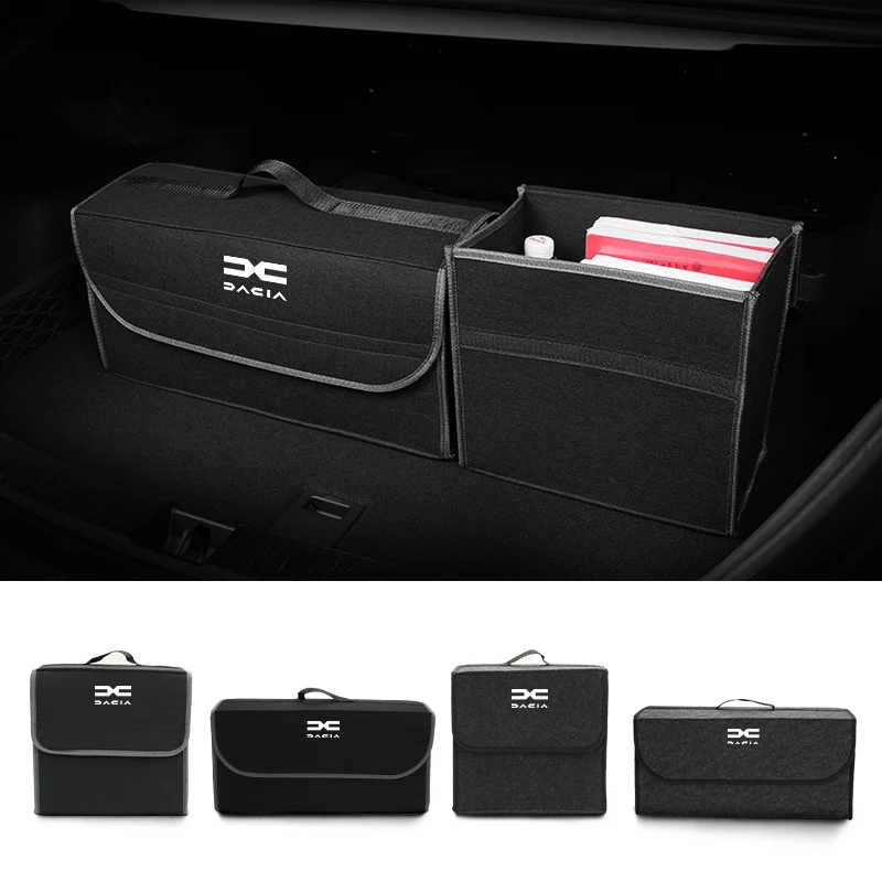 Car Trunk Organizer Folding Anti Slip Compartment Boot Storage Bag For Dacia Duster Logan Sandero Lodgy Dokker Stepway 2023 2024