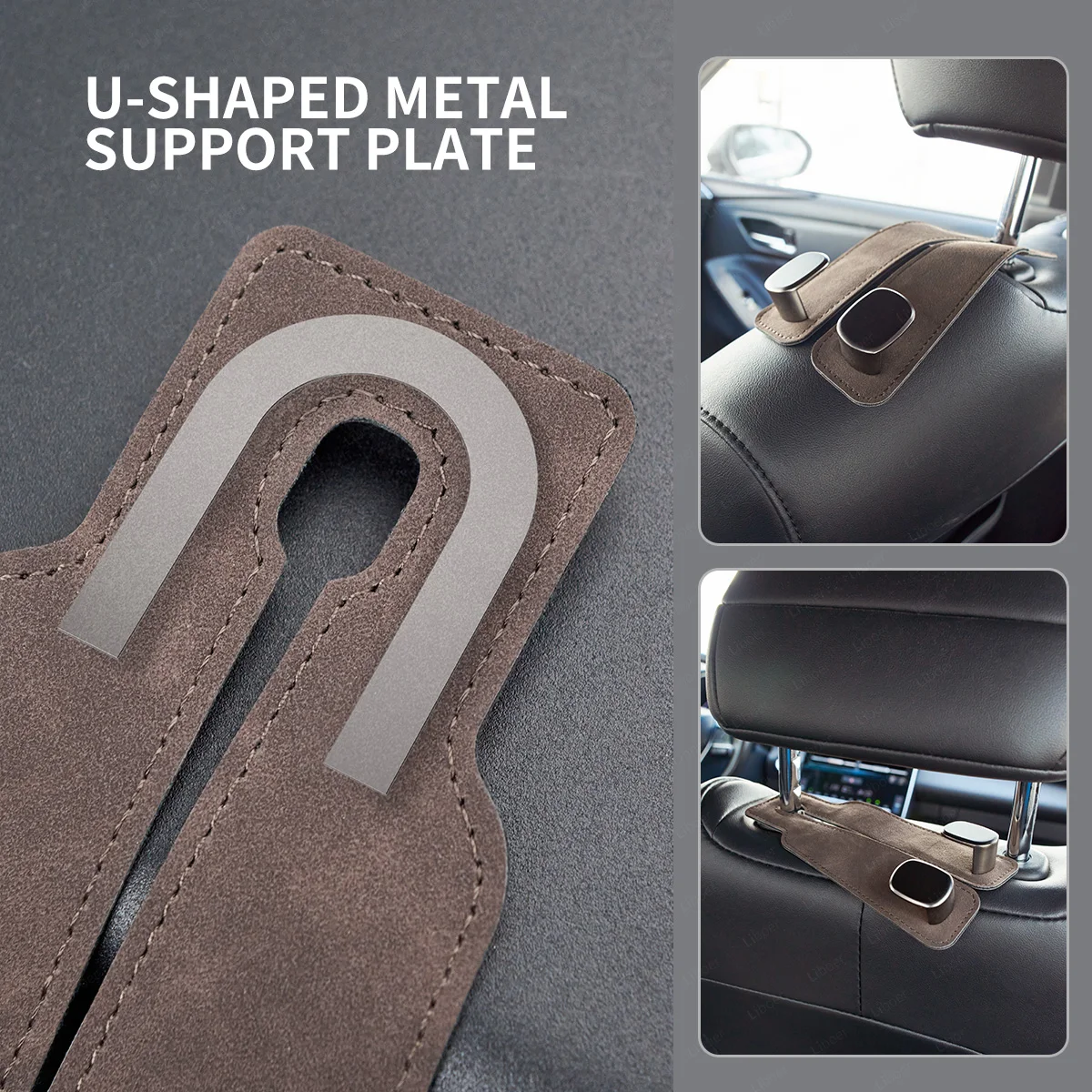 Gancho Universal duradero para coche, colgador de Metal de cuero para reposacabezas, ganchos dobles de aleación de Zinc para bolsos, soporte de almacenamiento para respaldo de asiento de coche