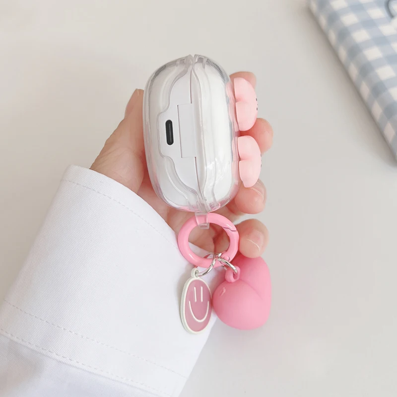 Untuk QCY T13 ANC Casing Lucu Beruang/Kartun Hewan Penutup Silikon Transparan Penutup Earphone untuk QCY T13 Casing dengan Gantungan Kunci