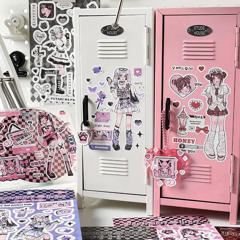 Cartoon Sweet Cool Girl Sticker Handbook Material Phone Case Decoration Sticker