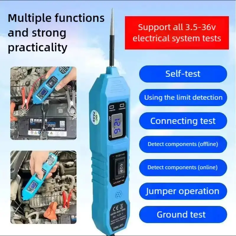 Automotive Multifunctional Drive Tester Short Circuit Detector Electrical Vehicle Voltage Power Probe Kit LED Digital Display