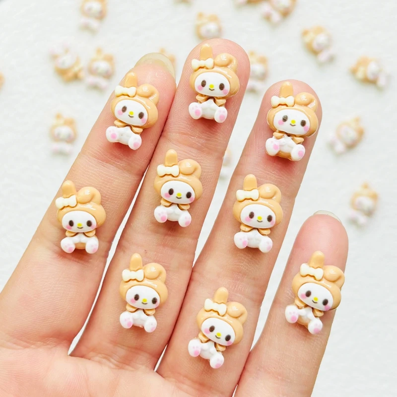 

30 Pcs Cute Cartoon Coffee Colored Rabbit Resin Figurine Crafts Cabochon Ornament Jewelry Manicure Hairpin Making AccessoriesA98