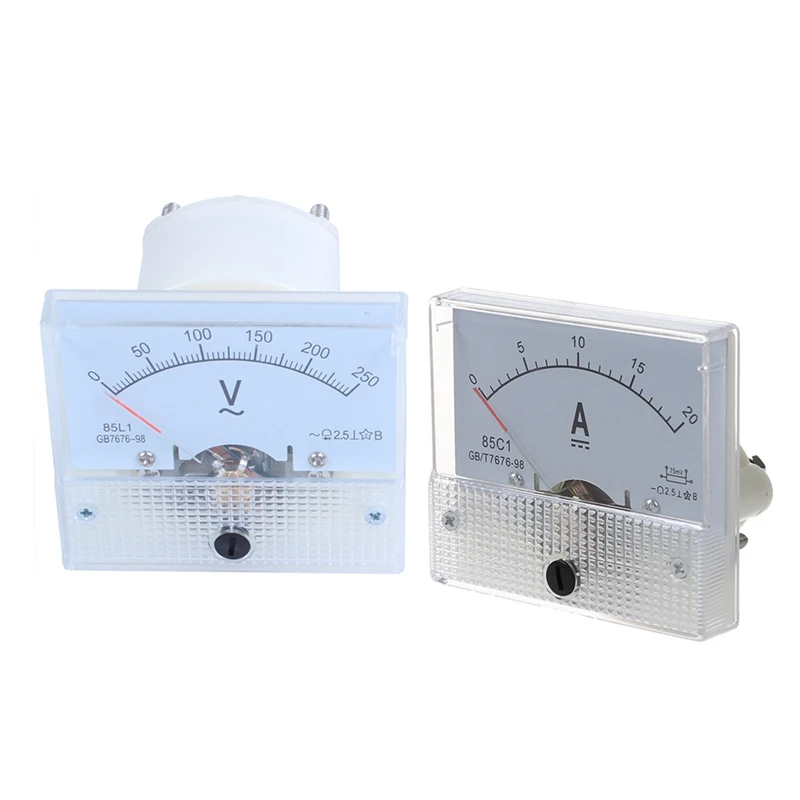 A63K-2 Pcs Accessories: 1 Pcs Analog 85L1 AC 250 V Panel Meter Voltmeter Measuring Device Installation Equipment & 1 Pcs 20A Ana