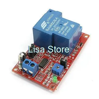 

Red Board Optocoupler Adjustable Delay Time Relay Module 24V DC 30A