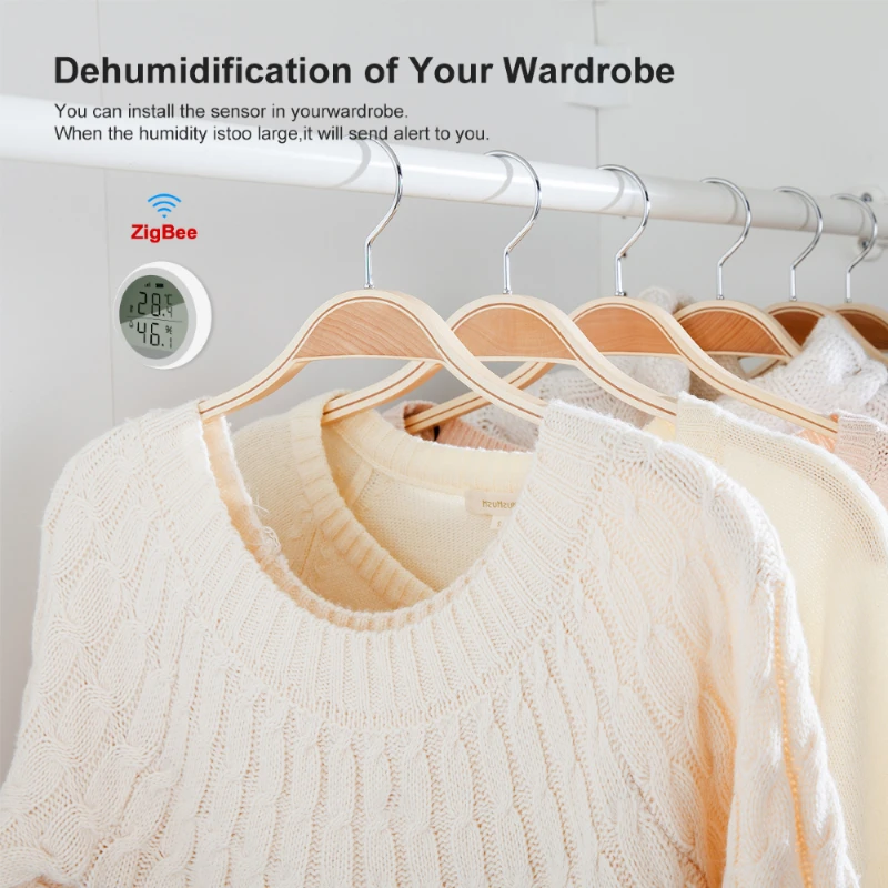 TNCE Tuya WIFI/ZigBee Smart Home Temperature and Humidity Sensor  With LED Screen  APP Remote Control WorkWith Alexa Google Home